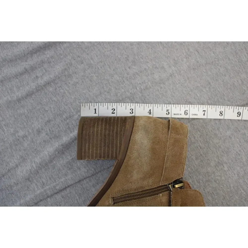 Franco Sarto Booties Womens Size US 7M Tan‎ Leather Side Zipper Ankle A-Matisse